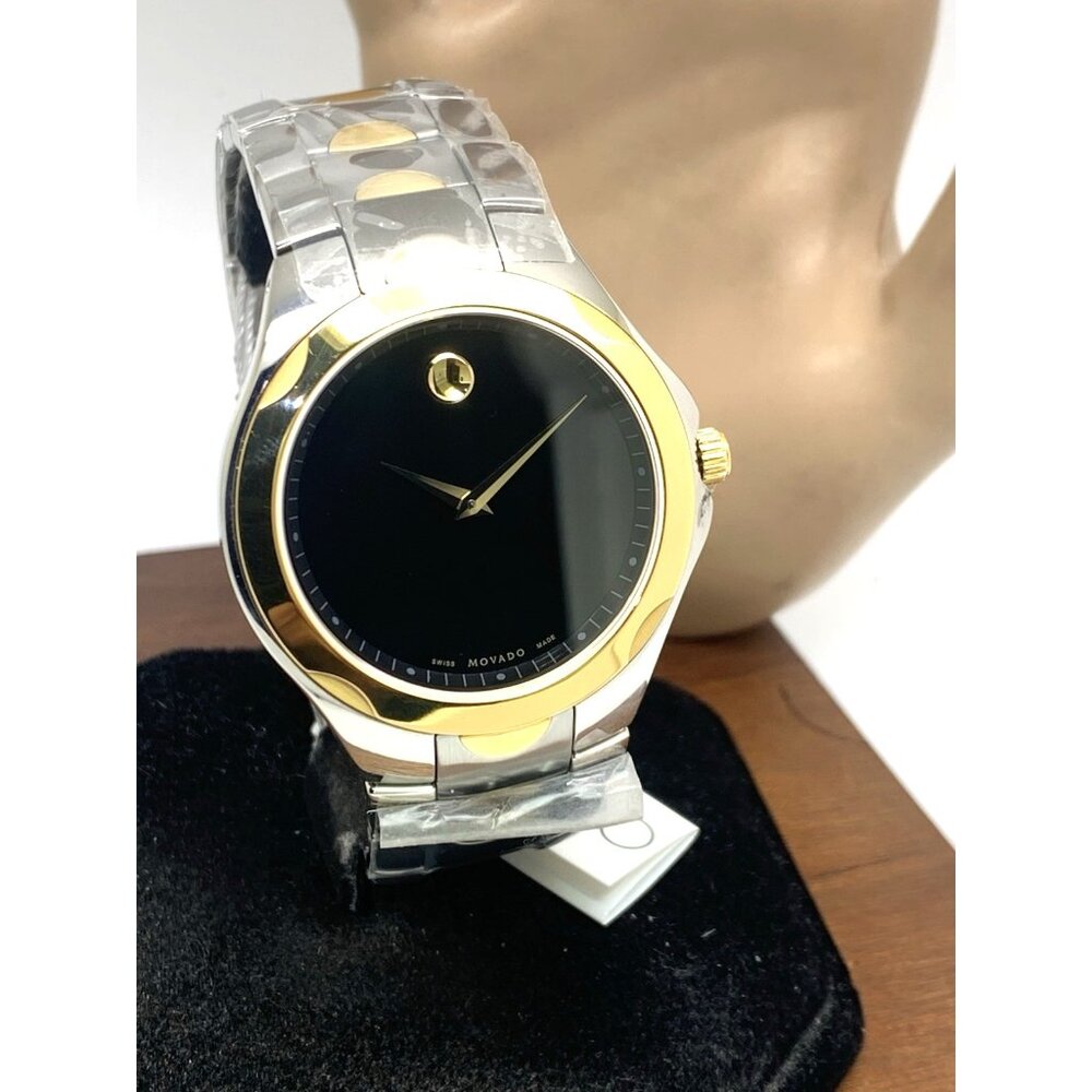 Movado Men's Watch 0606906 Luno Black Dial Swiss Quartz Two Tone Steel 40mm